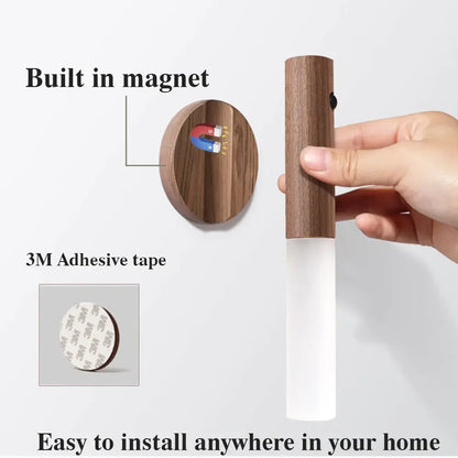 MAGNETIC WALL LED WOOD NIGHT LIGHT