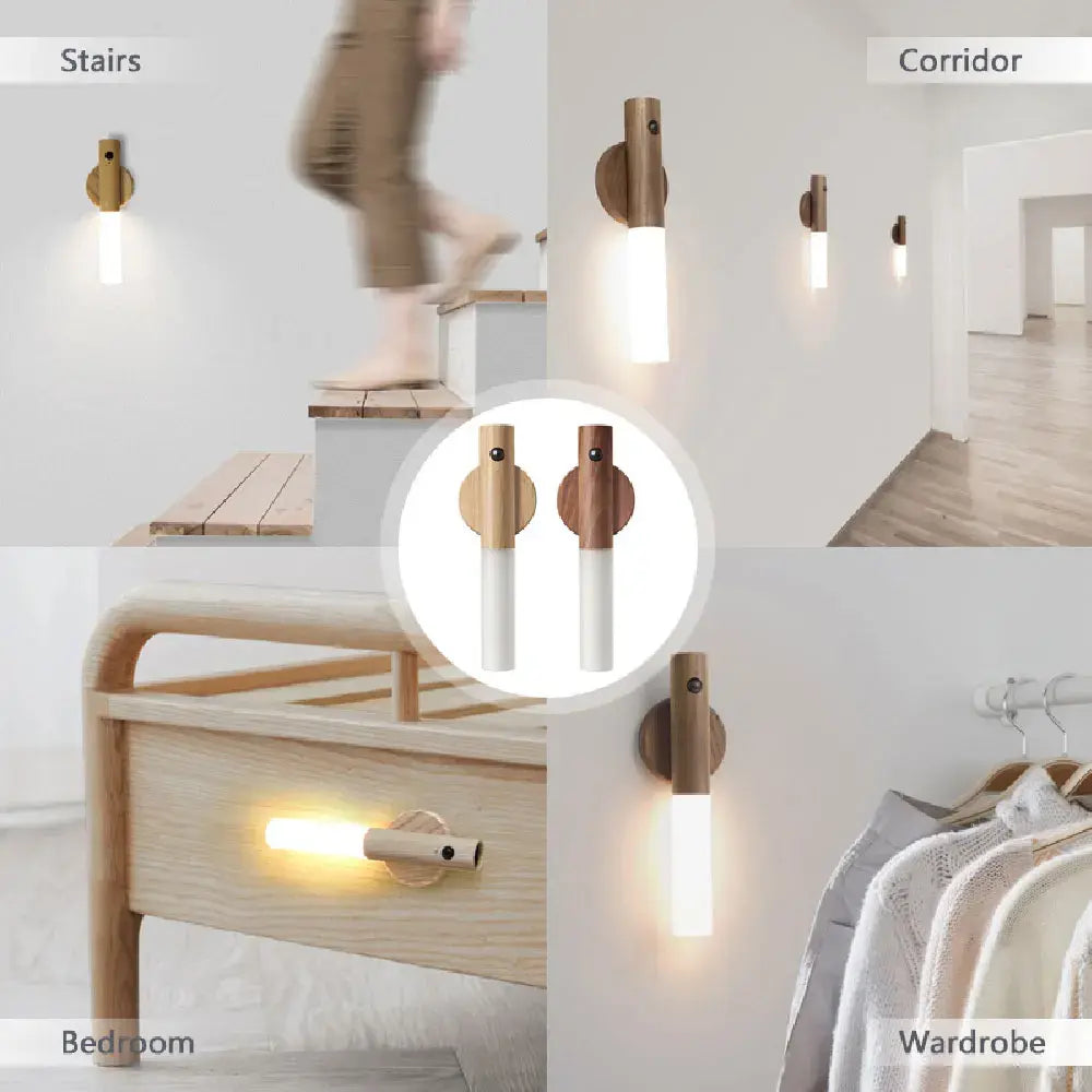 MAGNETIC WALL LED WOOD NIGHT LIGHT