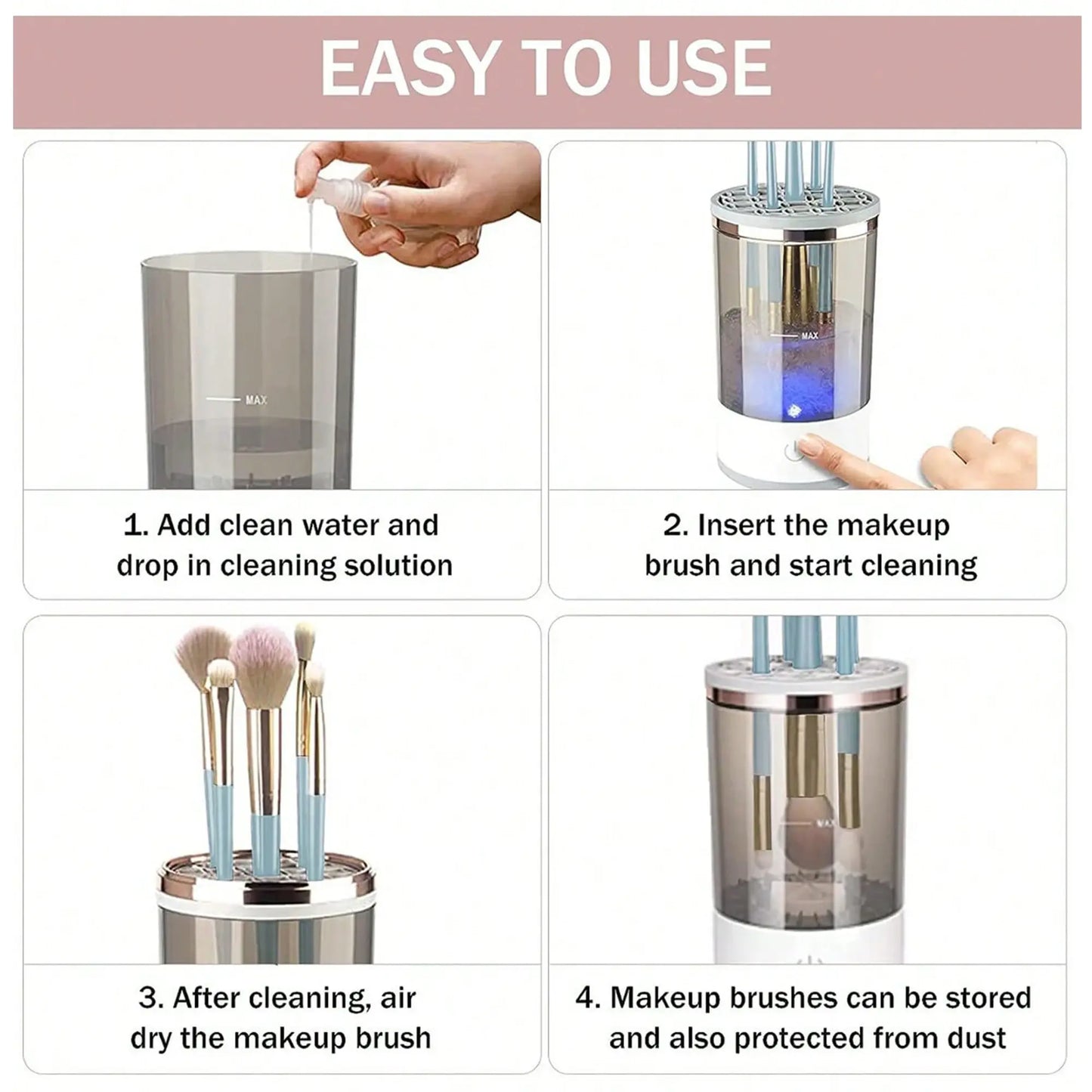 AUTOMATIC MAKEUP BRUSH CLEANING AND DRYING