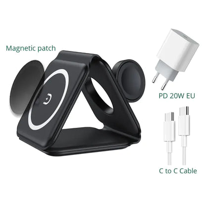 MAGNETIC 3 IN 1 WIRELESS FOLDABLE CHARGER