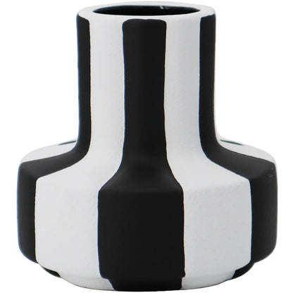 BLACK AND WHITE STRIPED CERAMIC VASE