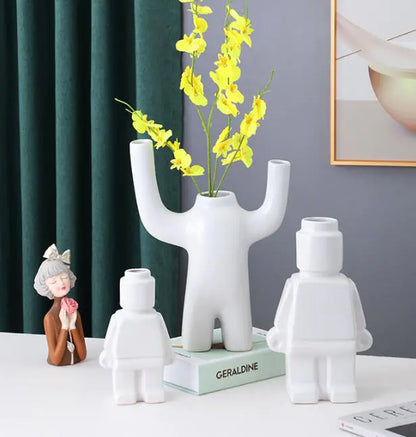 CREATIVE CERAMIC ROBOT VASE MODERN